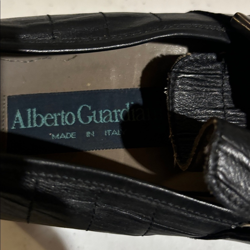 Vintage Alberto Guardian Black Textured Men's Loafers - Picture 7 of 10